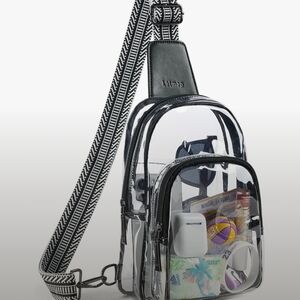 Transparent Crossbody Bag with Black Accents